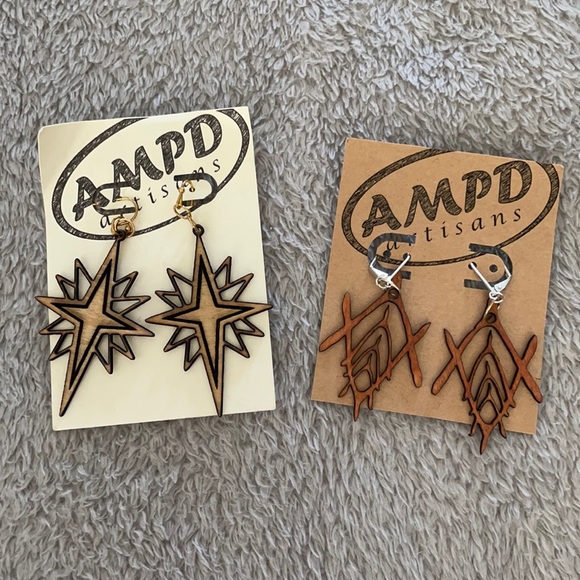 Handmade Wood Earrings - Picture 1 of 3